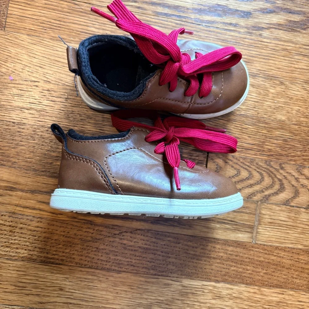 Toddler Boy Size 5 Dress Shoes Brown American Eagle Skid Resistant Faux Leather